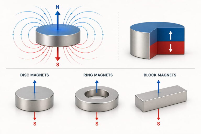 Proceso de magnetización de imanes de neodimio 4 Formas habituales de los imanes de neodimio con magnetización axial