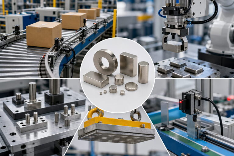 Imagen de aplicaciones típicas de los imanes para la automatización industrial