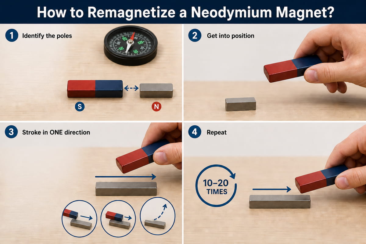 Método casero de caricia para remagnetizar un imán de neodimio