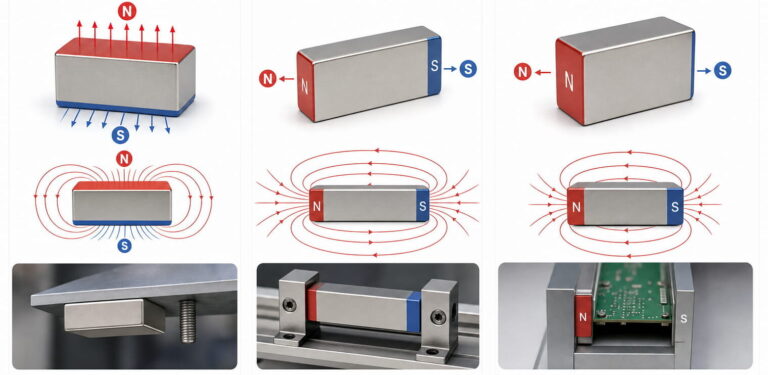 Opciones de magnetización de los imanes de bloque de neodimio
