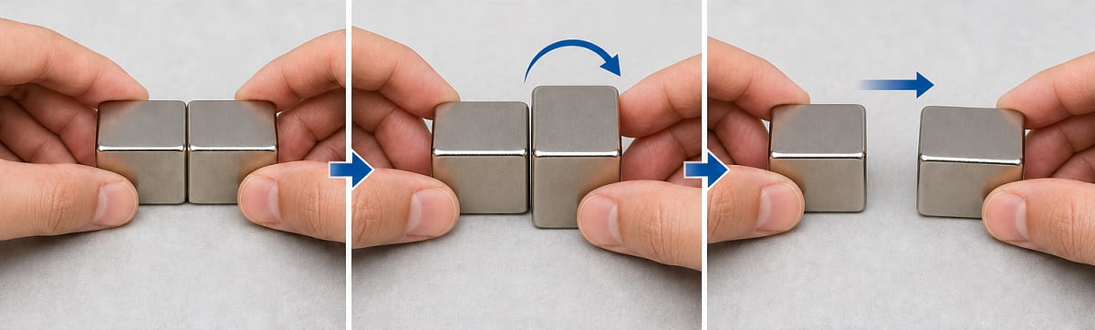 ¿Cómo separar los imanes de neodimio de tres formas seguras? 9 Imanes de neodimio que se separan al girar