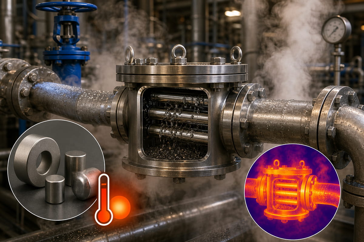 Limpieza con vapor de las tuberías del separador magnético