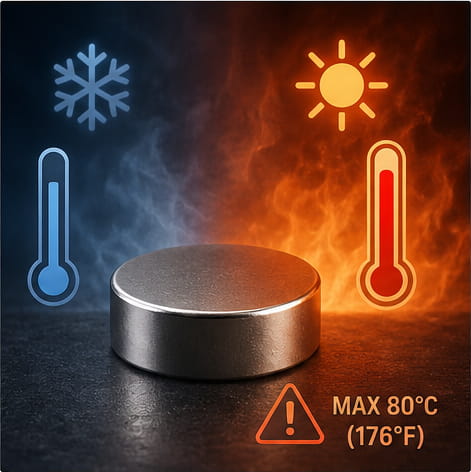 ¿Qué es un imán N52? Potencia, características, seguridad y usos 8 Sensibilidad a la temperatura del imán N52