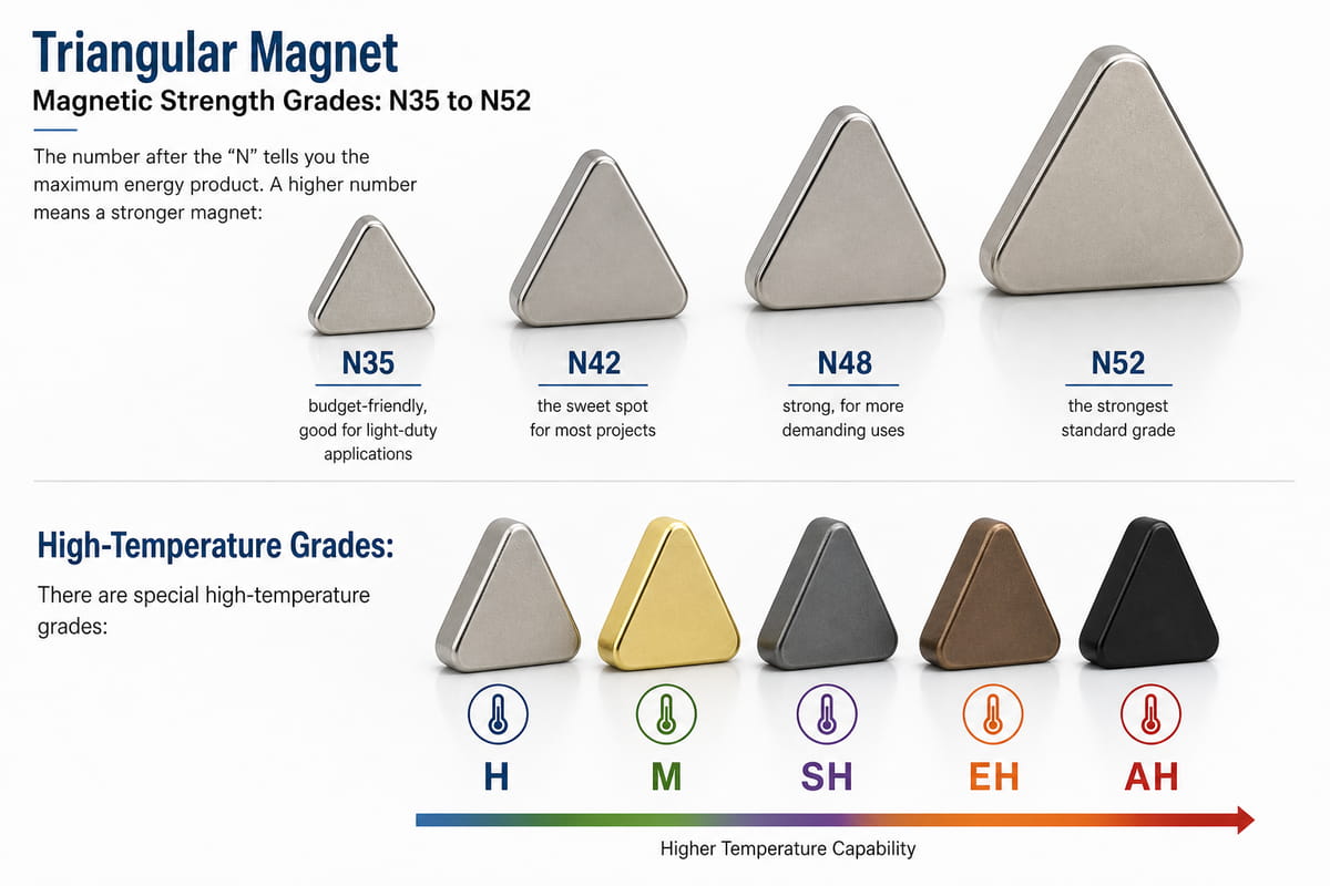 Grados de intensidad magnética de los imanes triangulares
