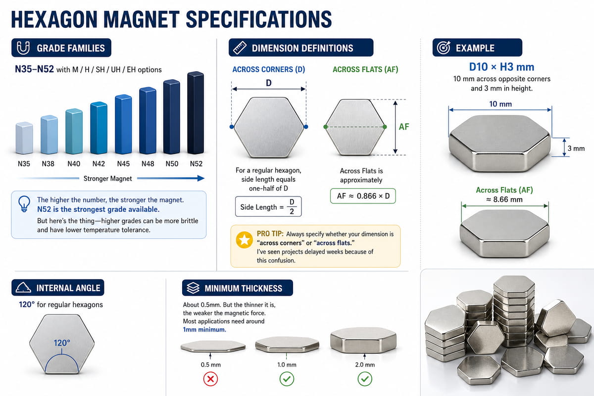 Especificaciones del imán hexagonal
